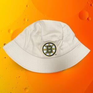 Boston Bruins NHL Youth Sun Hat Canvas Tan Black Wide Brim Bucket Hat Kid Size L